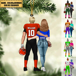 Personalized Football Couple Acrylic Car / Christmas Ornament - Gift For Football Lover - Gift For Couple