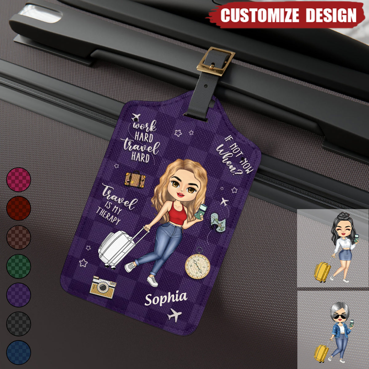 Travel Is My Therapy - Personalized Luggage Tag - Gift For Travellers
