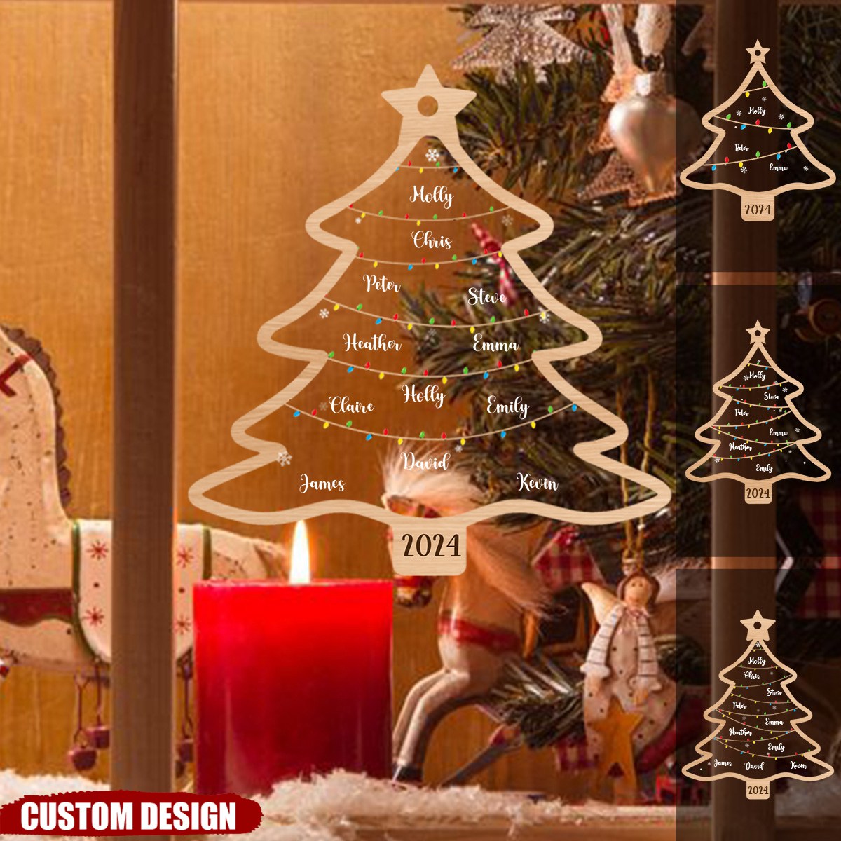 New Release - Wish You A Wonderful Christmas - Personalized Christmas Tree Decal- Gift For Family Members