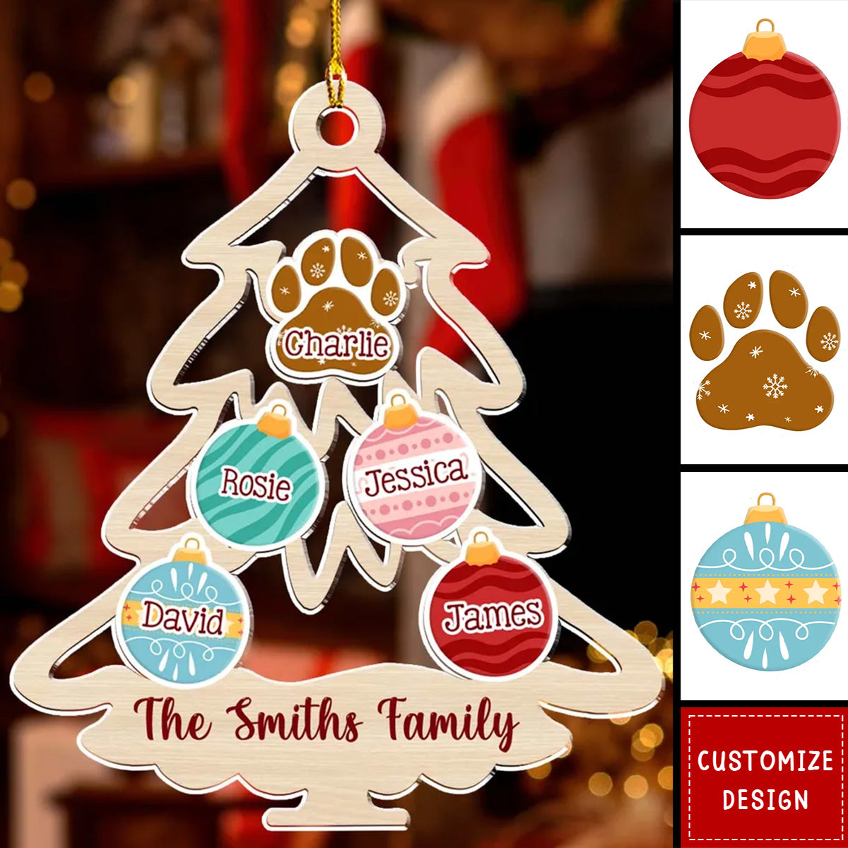 Family Tree Merry Christmas - Personalized Custom Acrylic Ornament- New Release