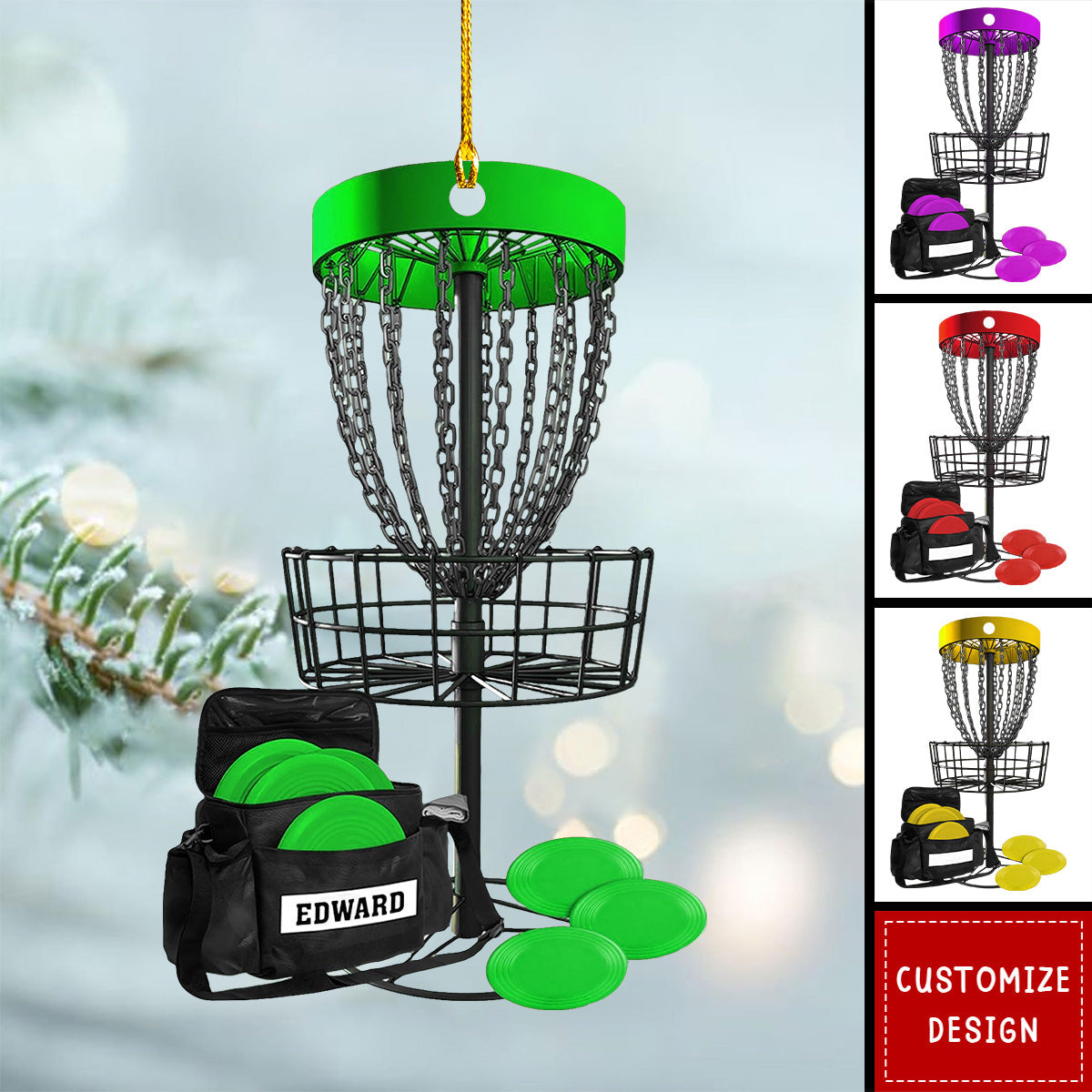 Personalized Disc Golf Christmas Ornament Gift for Disc Golf Lover - New Release