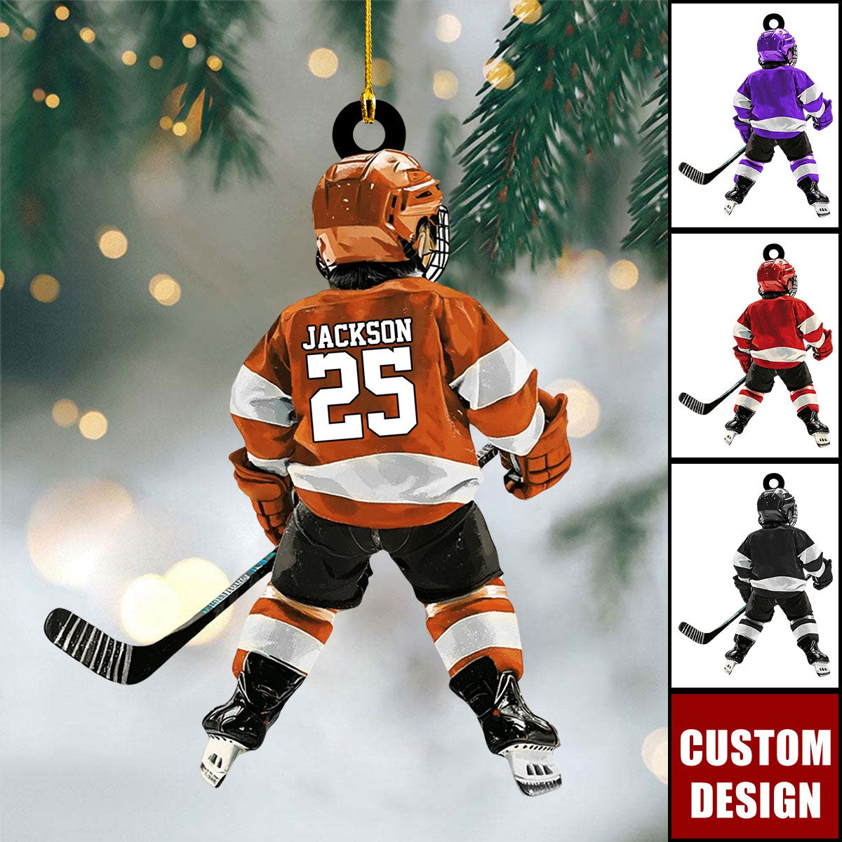 Personalized Kid Hockey Player Christmas Ornament Gift For Hockey Lover- New Release