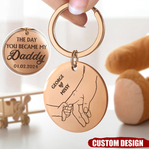 The Day You Became My Mummy/Daddy - Gift For Mom/Dad - Personalized Stainless Steel Keychain