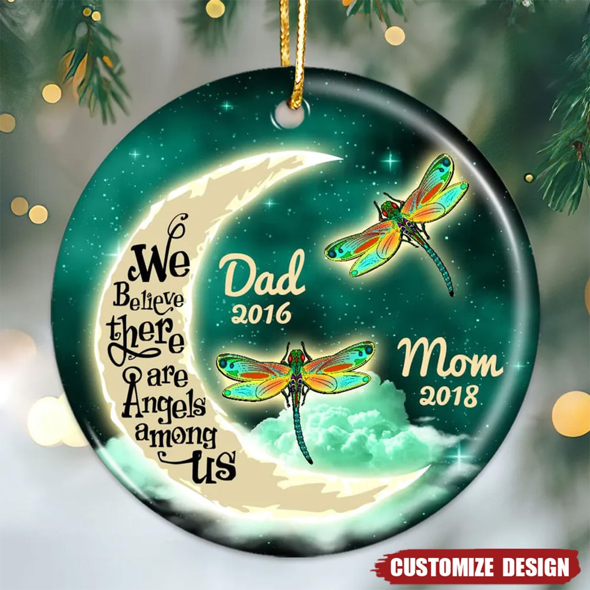 New Release Moon And Dragonflies Memorial - Personalized Ceramic Ornament