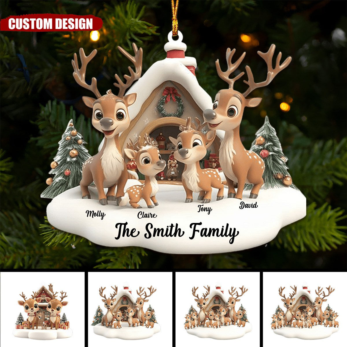 Personalized Reindeer Family Ornament- New Release