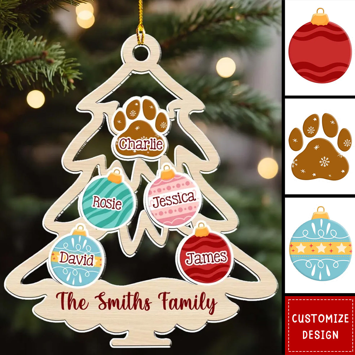 Family Tree Merry Christmas - Personalized Custom Acrylic Ornament- New Release