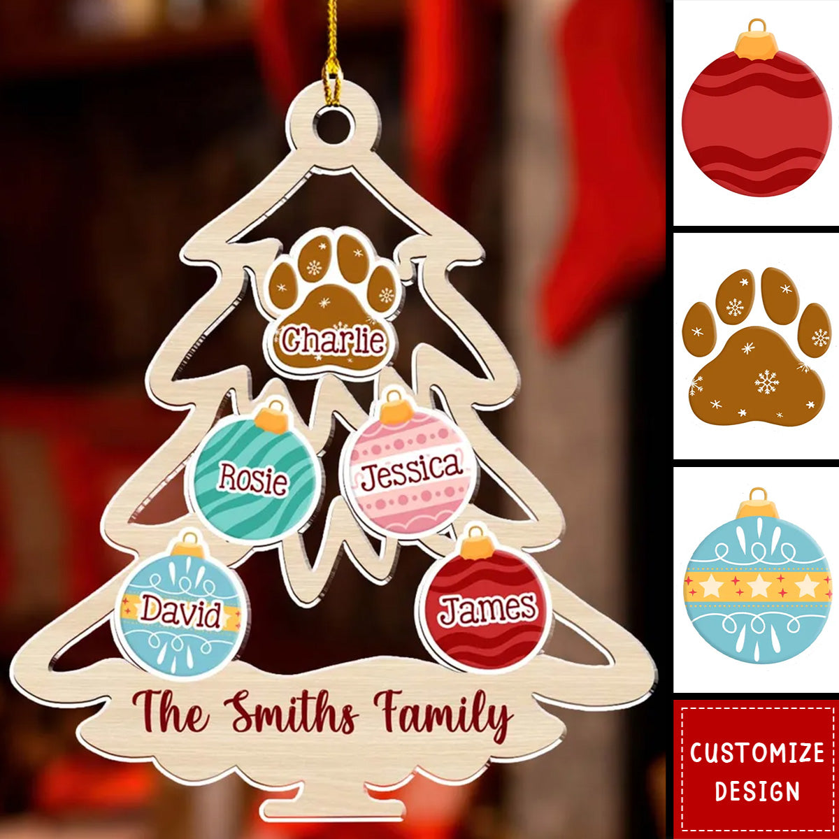 Family Tree Merry Christmas - Personalized Custom Acrylic Ornament- New Release