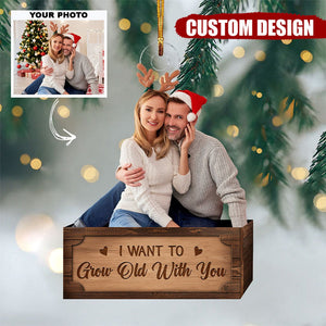I Want To Grow Old With You - Personalized Custom Photo Mica Ornament - Gift For Couples