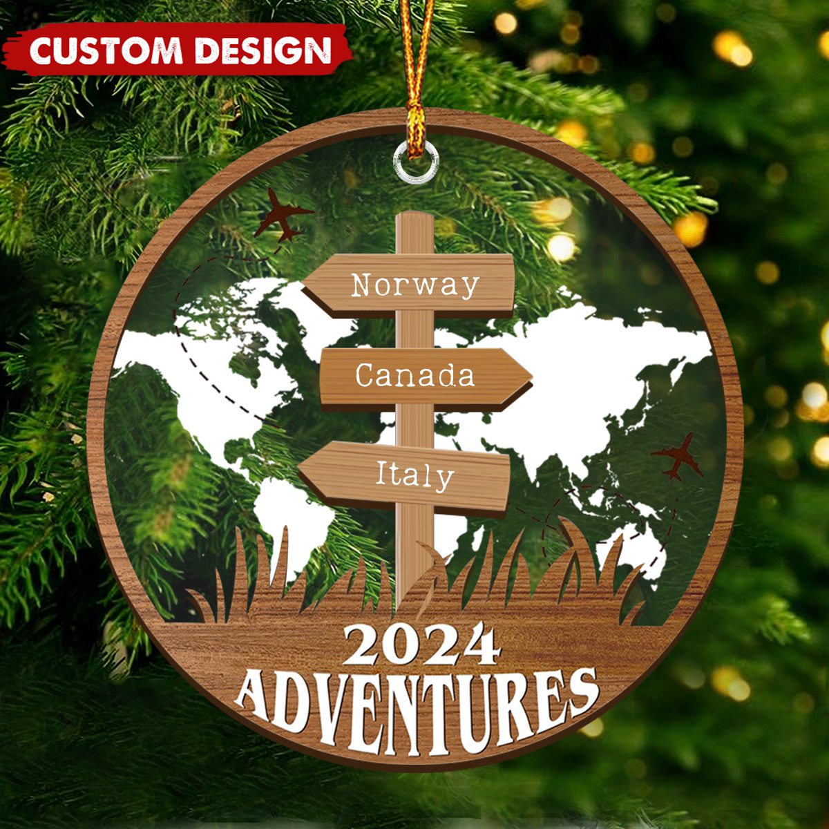 Personalized Travel Adventure Ornament, Custom Traveling Destination - Gift for Travelers - New Release