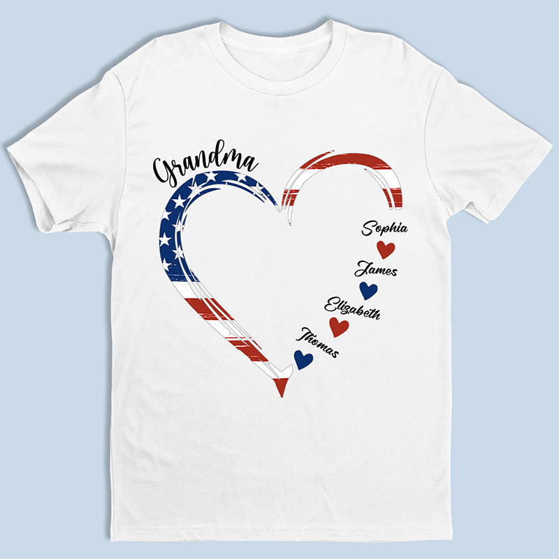 A Garden Of Love Grows In A Grandma's Heart - Family Personalized Custom Unisex Patriotic T-shirt