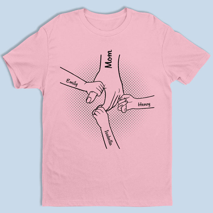 Hand in Hand, I Will Always Protect You - Family Personalized Custom Unisex T-Shirt - Gifts for Dad, Grandpa