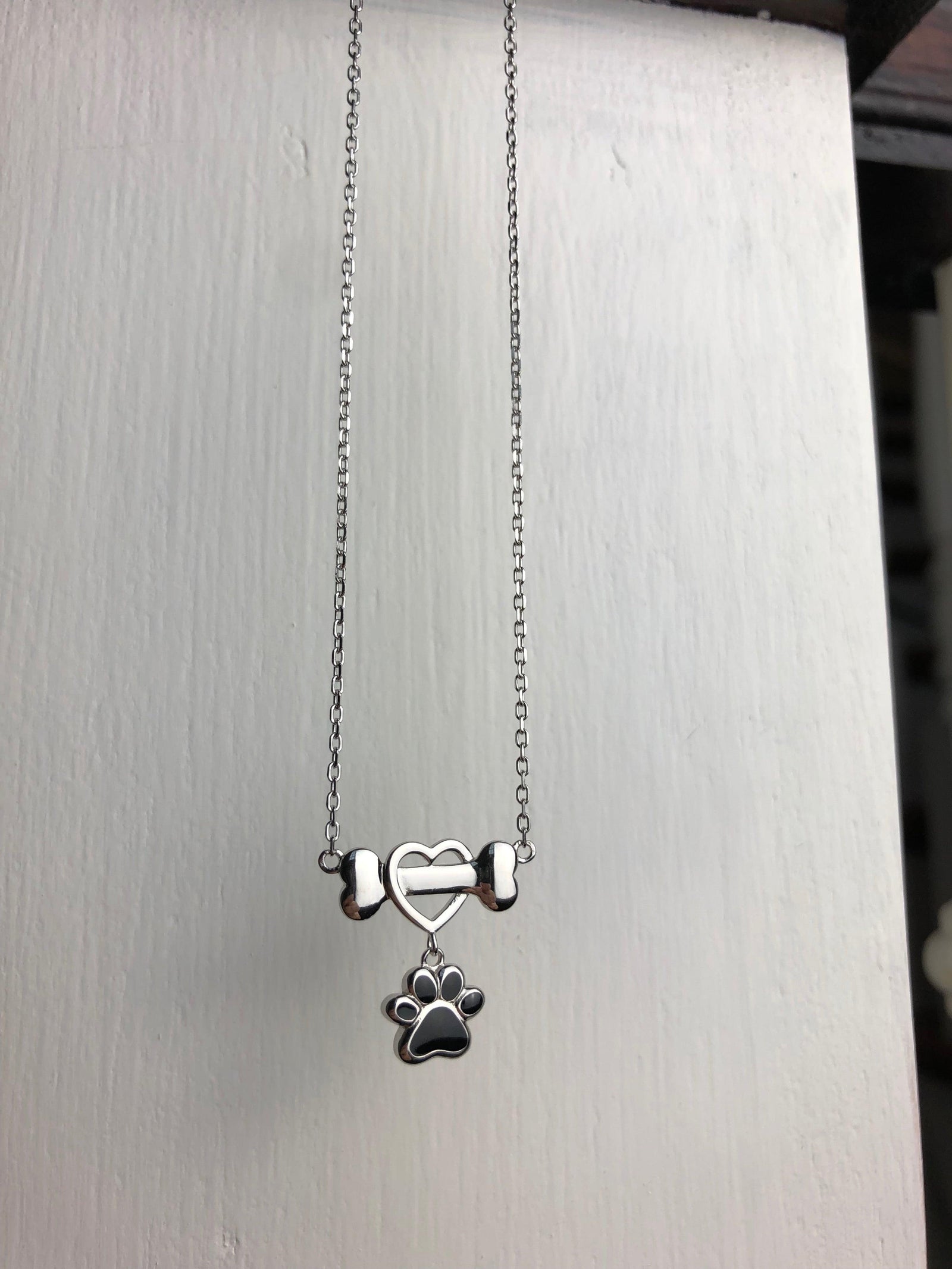 Dainty Dog Paw Necklace in Stainless Steel