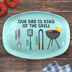 Dad/Papa is King Of The Grill - Family Personalized Custom Platter