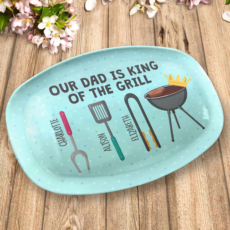 Dad/Papa is King Of The Grill - Family Personalized Custom Platter