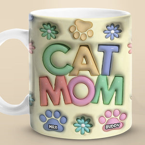 Happy Holidays Cat Mom Dog Mom - Dog & Cat Personalized Custom 3D Inflated Effect Printed Mug - Christmas Gift For Pet Owners, Pet Lovers