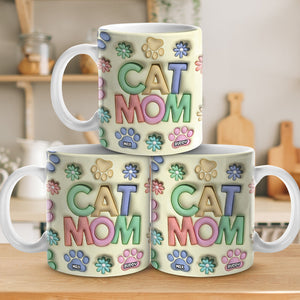 Happy Holidays Cat Mom Dog Mom - Dog & Cat Personalized Custom 3D Inflated Effect Printed Mug - Christmas Gift For Pet Owners, Pet Lovers