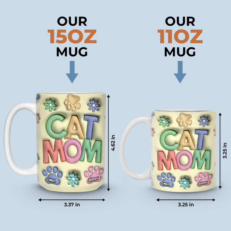 Happy Holidays Cat Mom Dog Mom - Dog & Cat Personalized Custom 3D Inflated Effect Printed Mug - Christmas Gift For Pet Owners, Pet Lovers