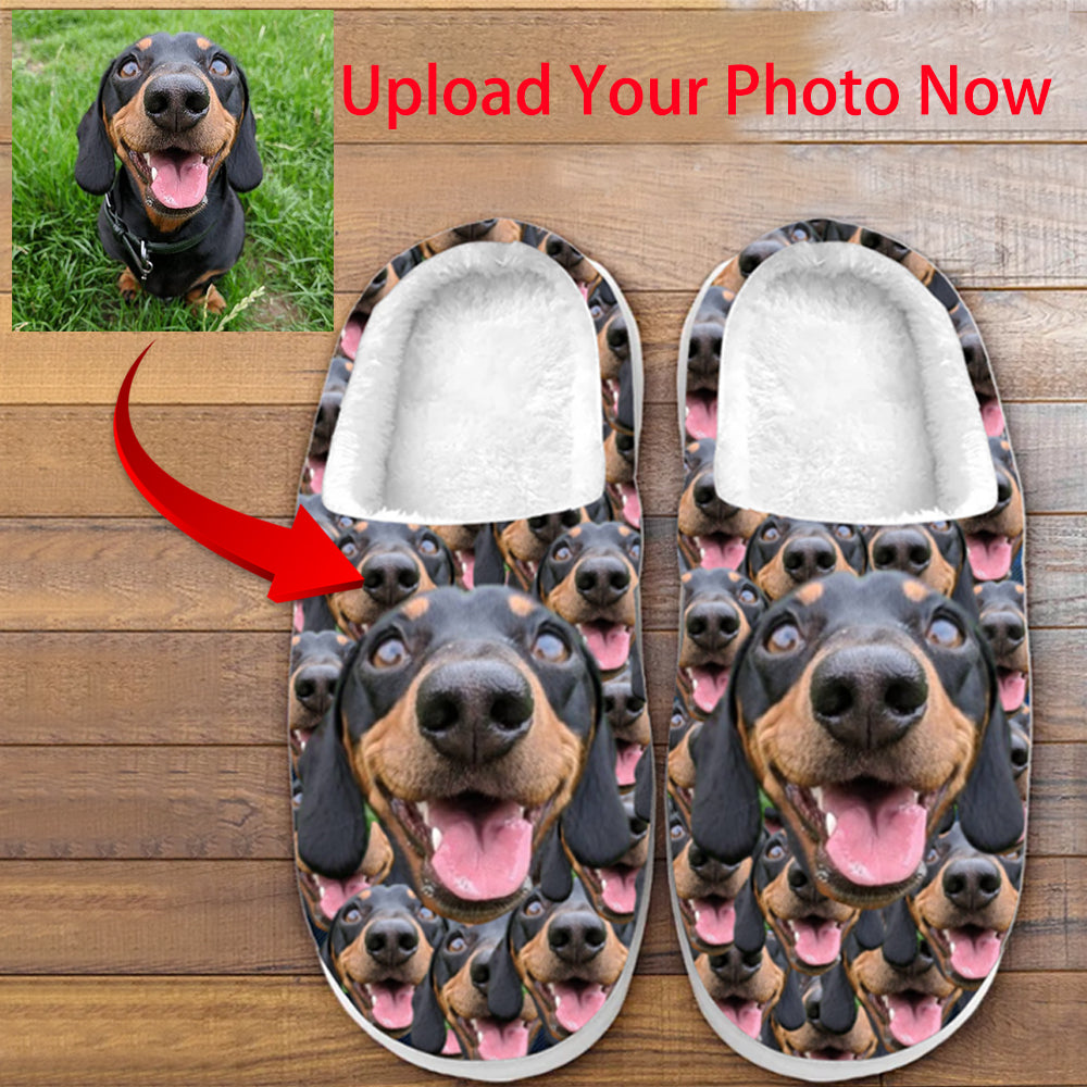Custom Bunch of Face Photos - All Over Print Personalized Non-Slip Cotton Slippers For Girlfriend Boyfriend & Family Members