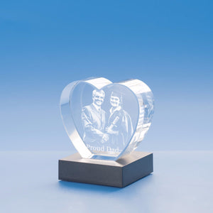 Personalized Custom Photo engraved Heart Shape Crystal