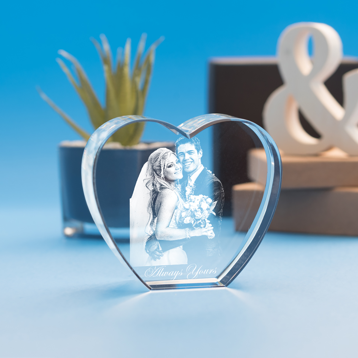 Personalized Custom Photo engraved Heart Shape Crystal