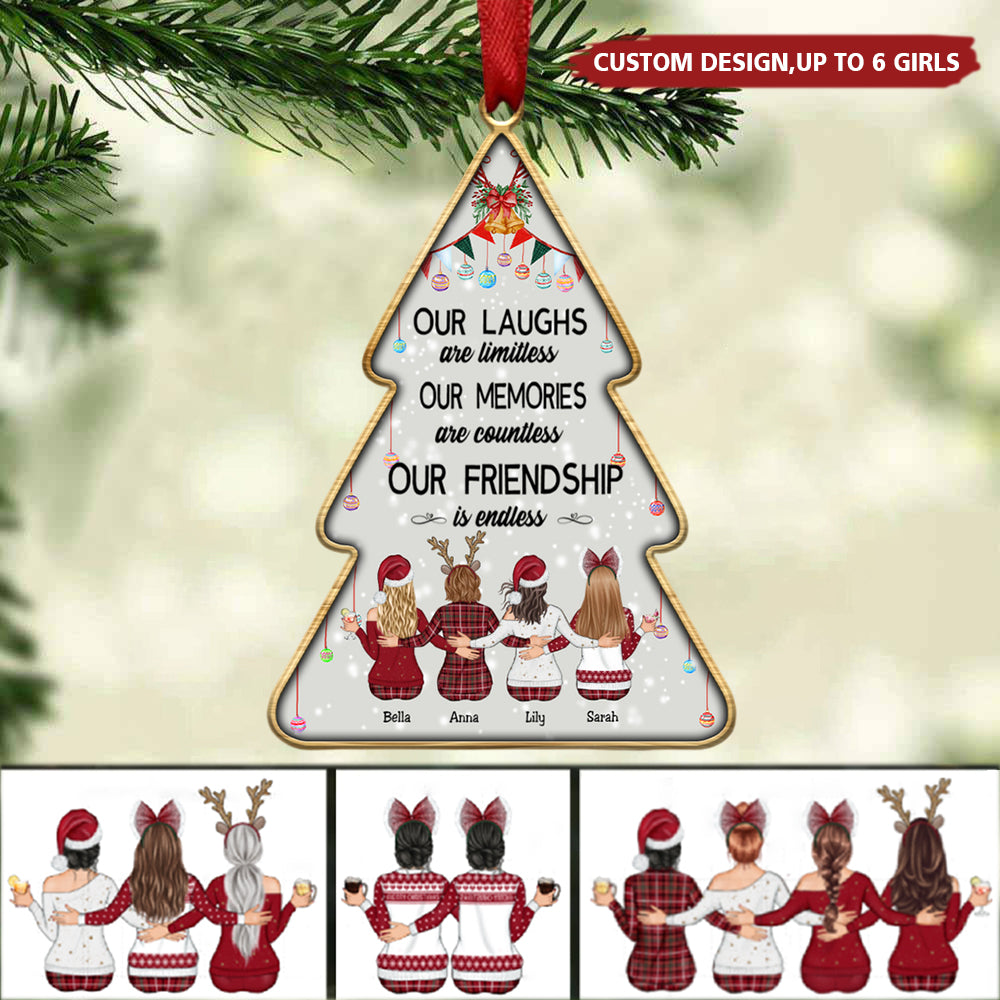 Besties - Our Laughs Are Limitless Our Memories Are Countless Our Friendship Is Endless - Personalized Transparent Ornament