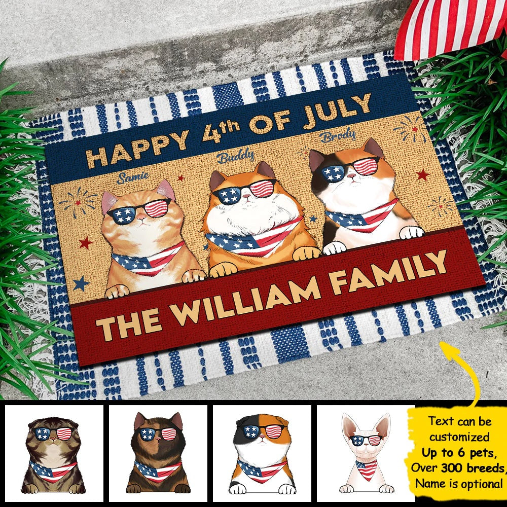 Happy American Independence Day - 4th Of July - Funny Personalized Pet Decorative Mat (Cat & Dog)