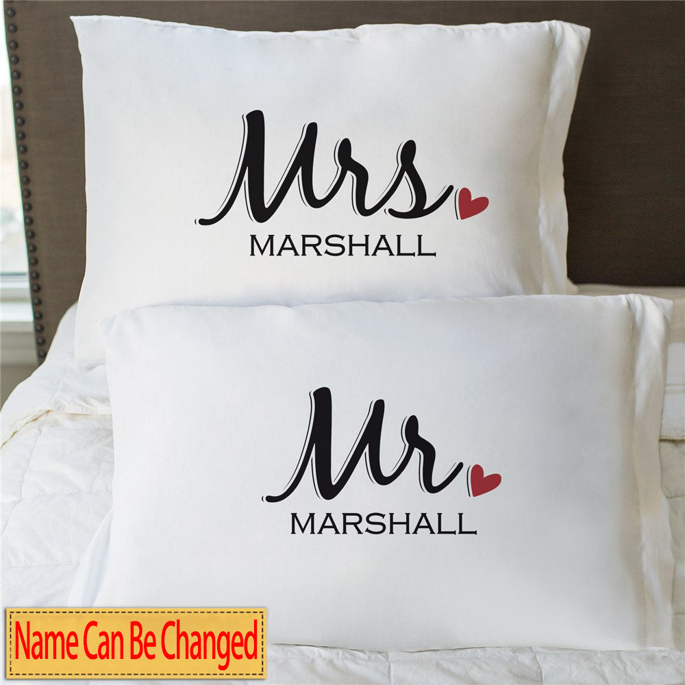 Personalized Mr. And Mrs. Pillowcase - 2 Pillowcases in 1 Set