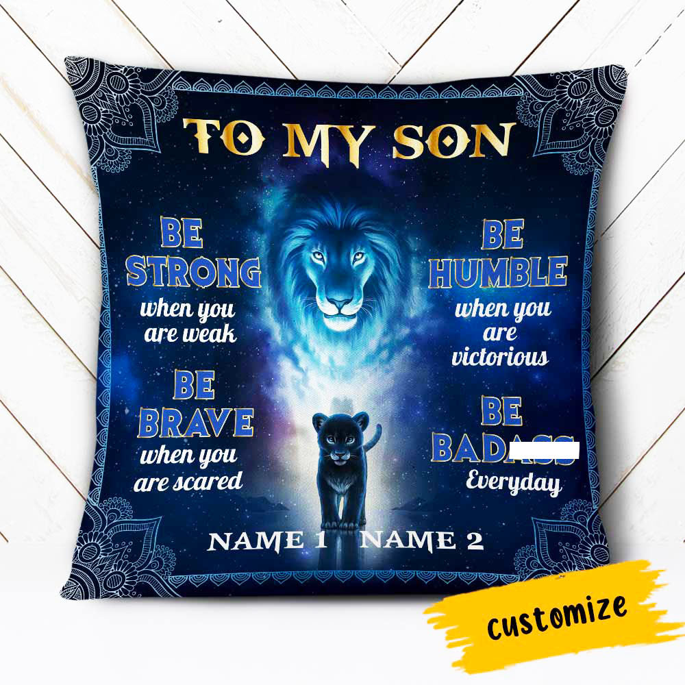 Personalized To My Son Lion Pillow