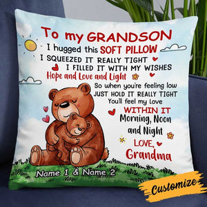 Personalized Bear Mom Grandma To Daughter Granddaughter Son Grandson Hug This Pillow