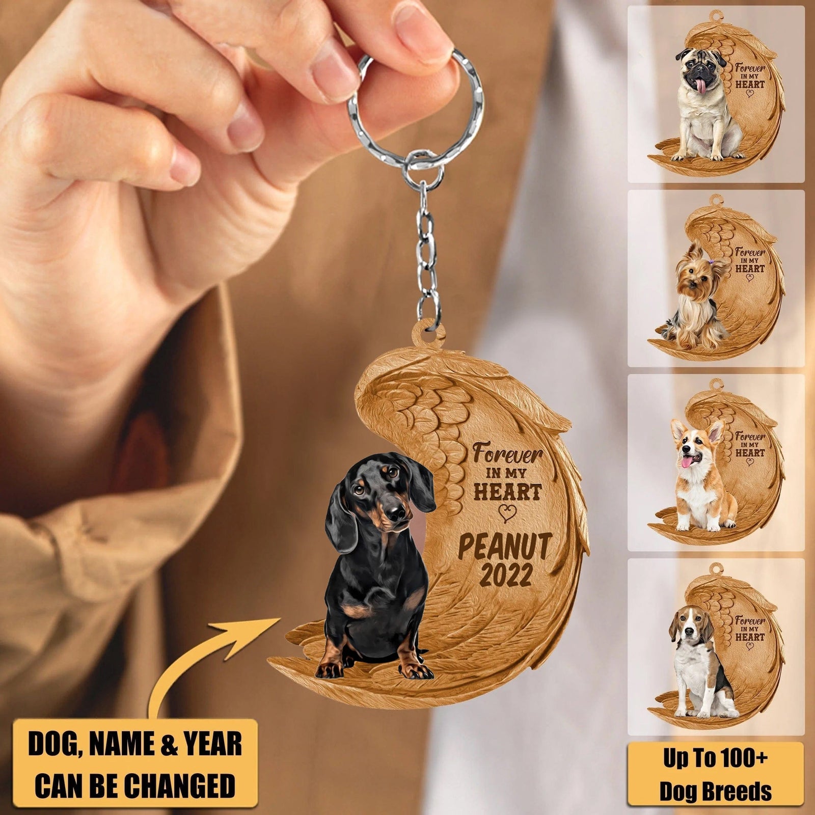 Forever In My Heart Dog Personalized Acrylic Keychain, Gift For Dog Dad Dog Mom