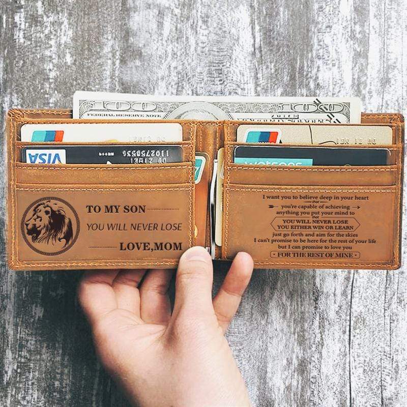 Mom To Son - Genuine Premium Leather Bifold Card Wallet