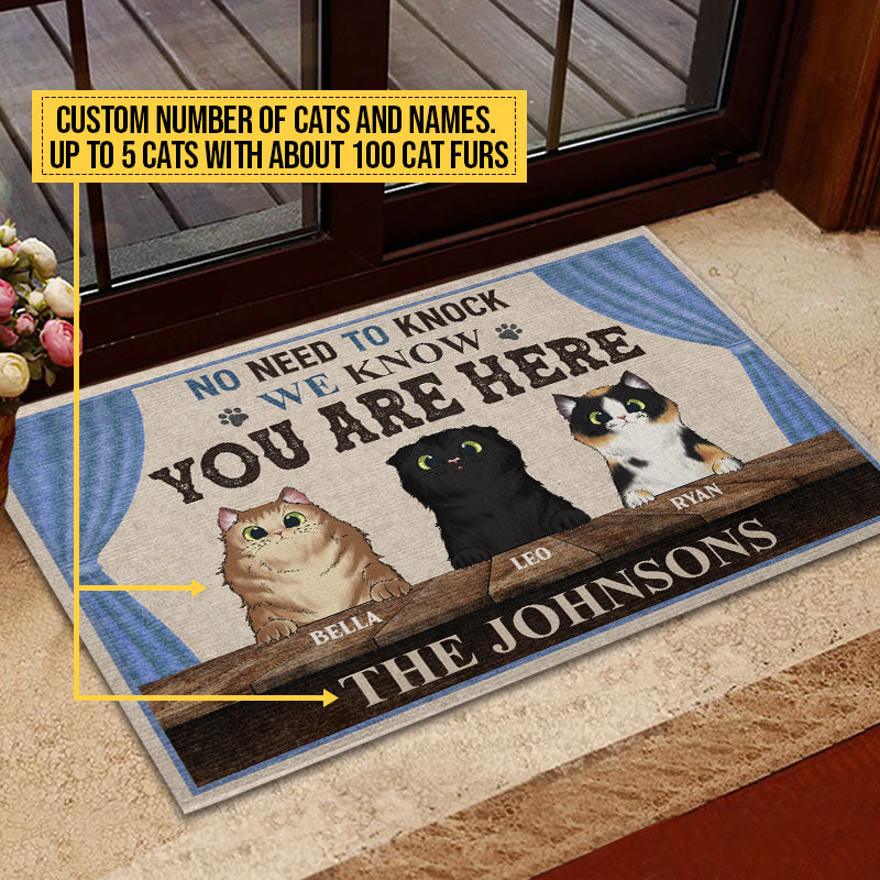 Cats Welcome Know You Are Here Custom Doormat, Gift For Cat Lovers, Front Door Decor, Funny Cats Doormat