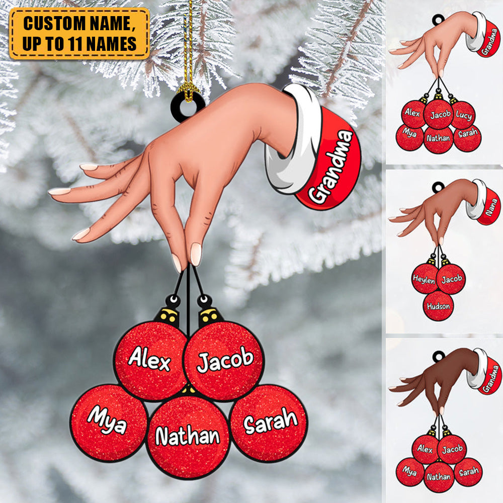 Unique Gift Grandma Mom Holding Snowball Kids Personalized Acrylic Christmas Ornament