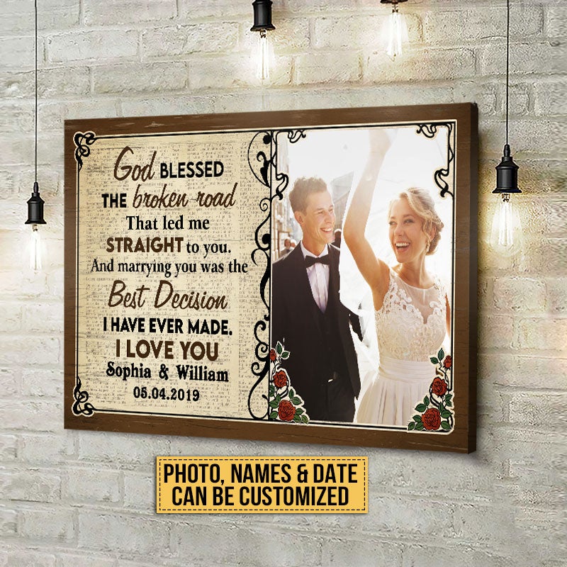 God Gave Me You Photo Personalized Canvas, Husband Wedding Gift