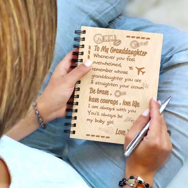 To My Granddaughter - Straighten Your Crown - Wooden Journal