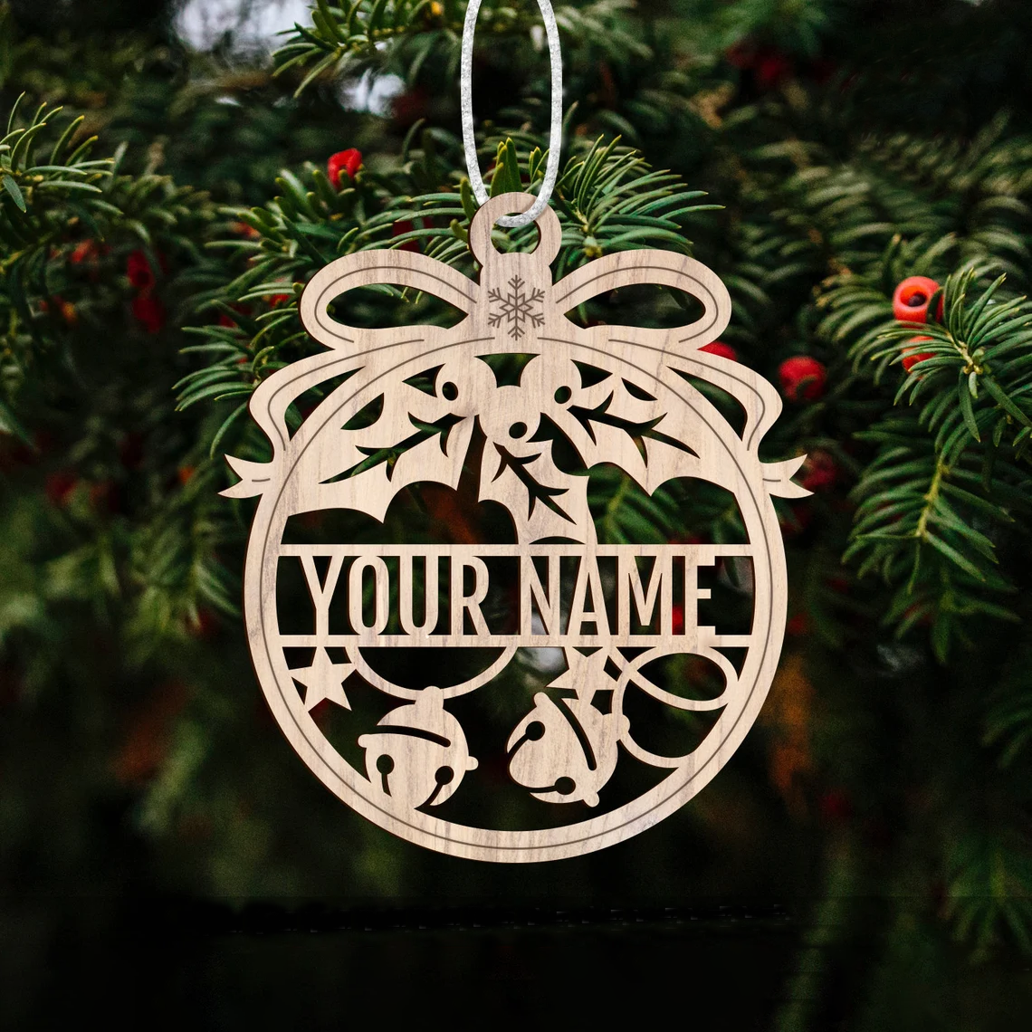 Personalized Christmas Plywood Ornament - Customized Decoration Gift
