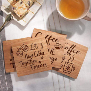 Set of 4 Engraved Coffee Coasters - Housewarming Gift For Family Friend
