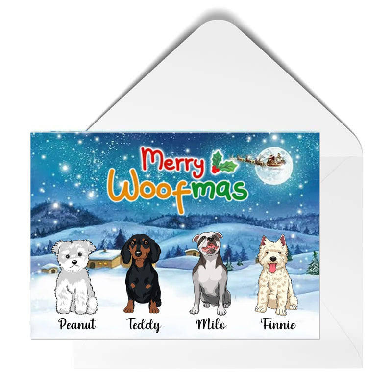 Sitting Dogs In Snow Personalized Postcard