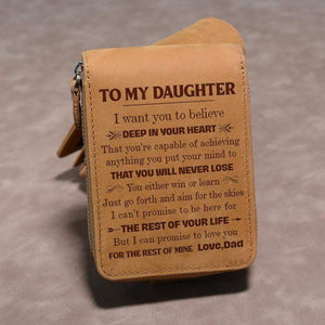 Dad To Daughter - Genuine Premium Leather Zipper Card Wallet