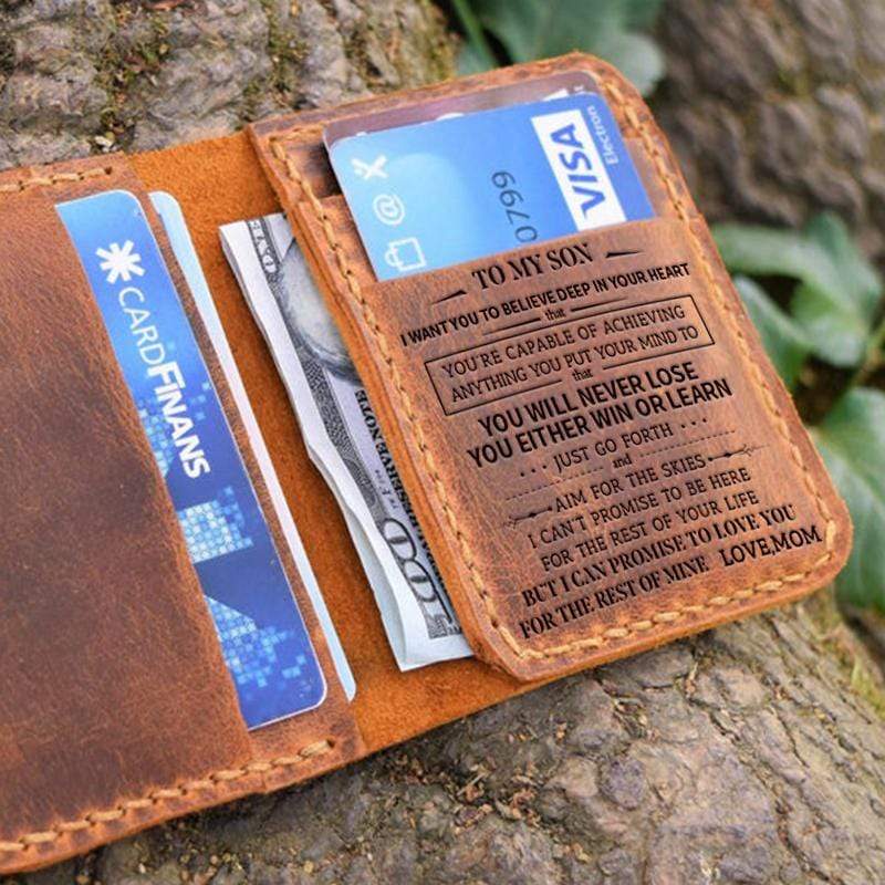 Mom To Son - Premium Cow Leather Bifold Wallet