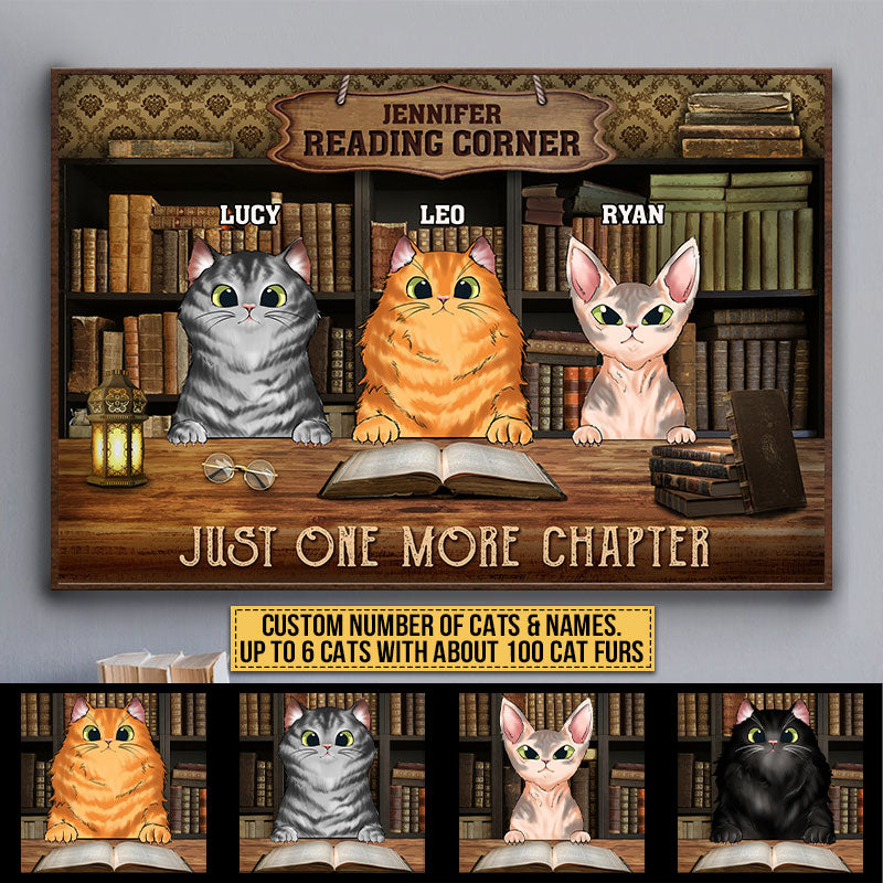 Cat Reading Corner Just One More Chapter Custom Doormat, Personalized Funny Cat Doormat, Gift For Cat Lovers, Reading Lovers