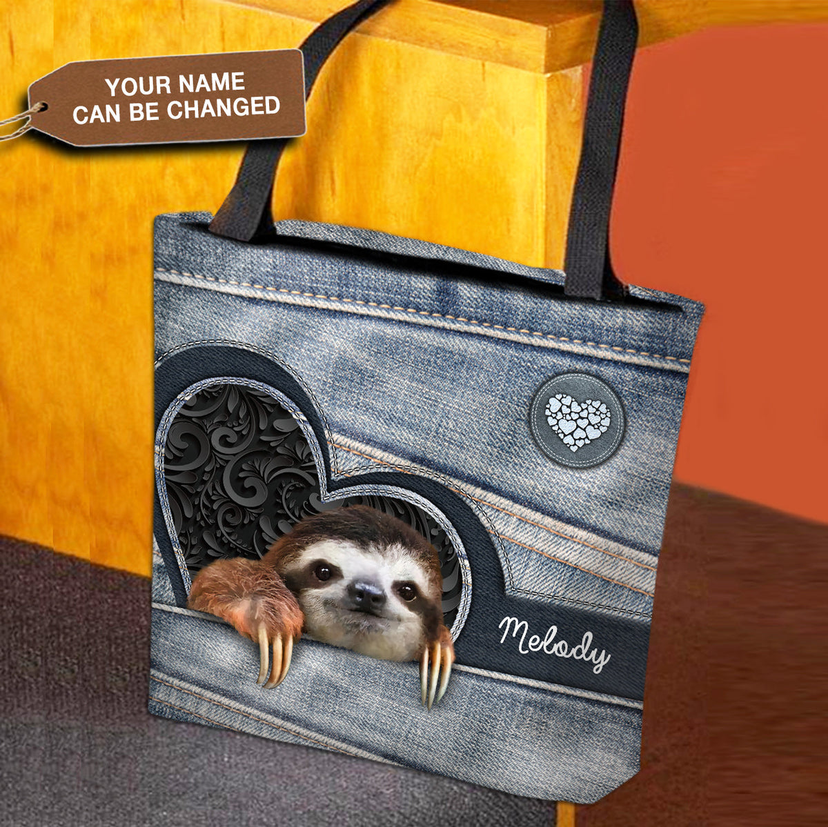 Personalized Sloth All Over Tote Bag