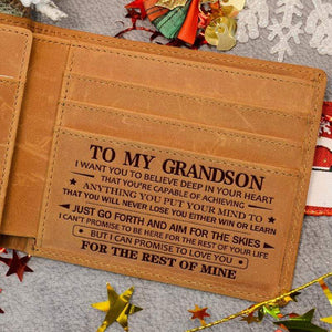 To My GrandSon - Premium Cow Leather Card Wallet