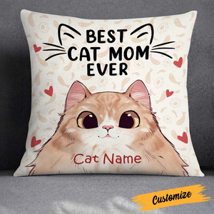 Personalized Best Cat Mom Ever Pillow