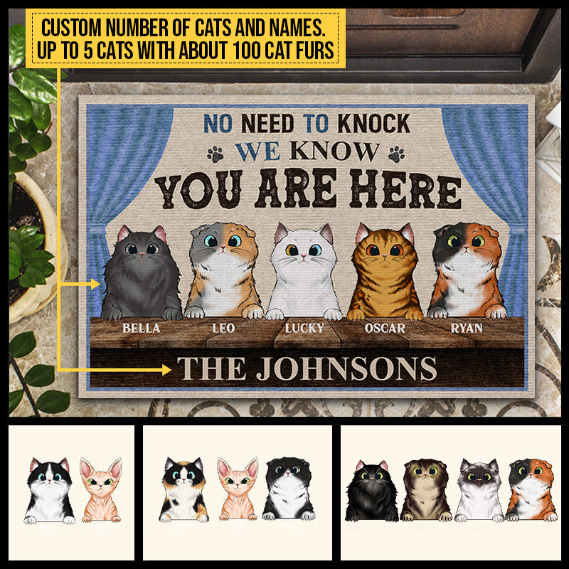 Cats Welcome Know You Are Here Custom Doormat, Gift For Cat Lovers, Front Door Decor, Funny Cats Doormat