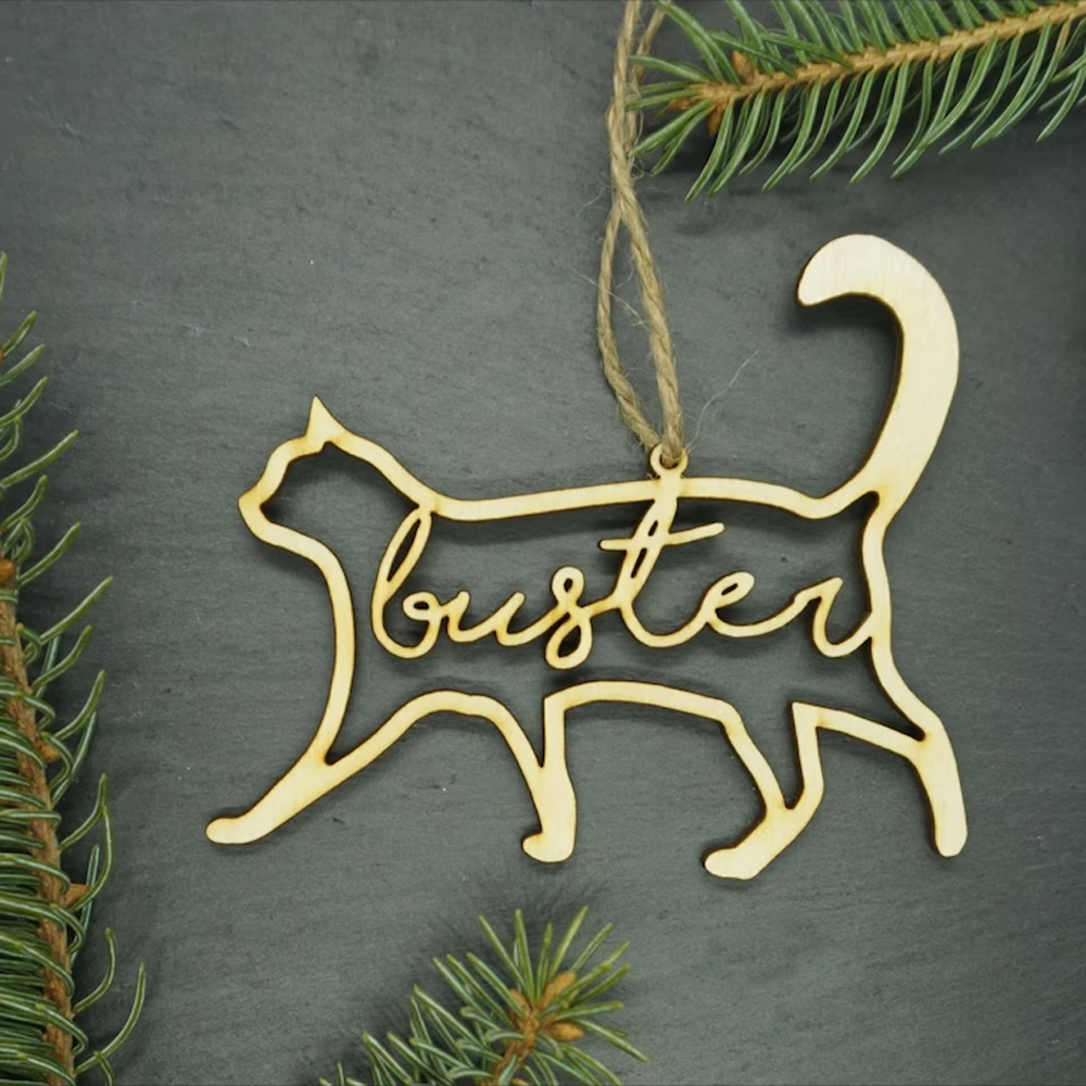 Personalized Christmas Plywood Cats Ornament - Customized Decoration Gift