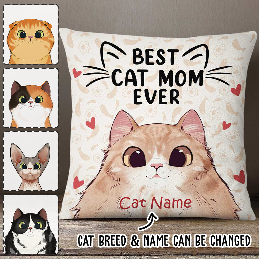 Personalized Best Cat Mom Ever Pillow