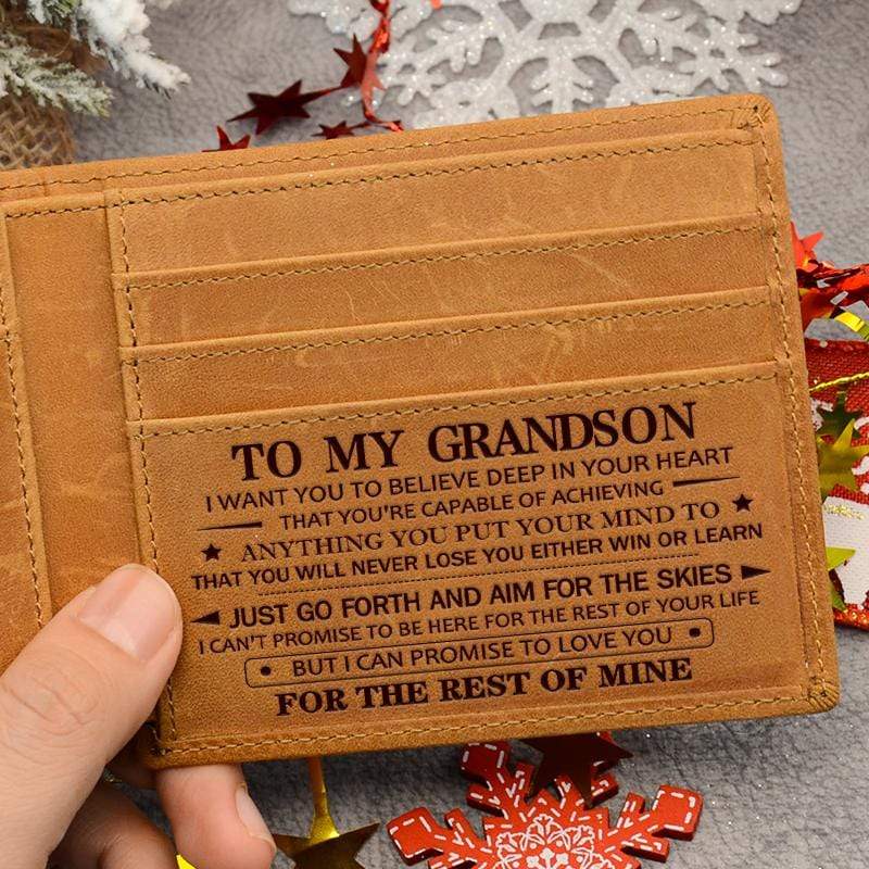 To My GrandSon - Premium Cow Leather Card Wallet