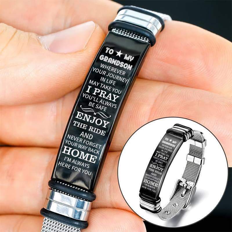 To My Grandson - Enjoy The Ride - Stainless Steel Bracelet