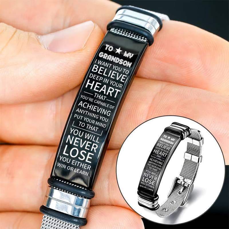 To My Grandson - Never Lose - Stainless Steel Bracelet